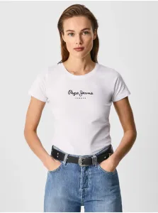White Women's T-Shirt Pepe Jeans New Virginia - Women #6323707