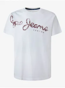 Biele pánske tričko Pepe Jeans Aleron #5575386