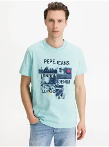 Tričká s krátkym rukávom pre mužov Pepe Jeans - modrá #731995