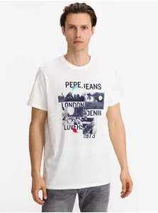 Tričká s krátkym rukávom pre mužov Pepe Jeans - biela #732038