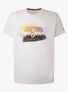 Krémové pánske tričko Pepe Jeans Aegir #715527