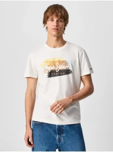 Krémové pánske tričko Pepe Jeans Aegir #715529