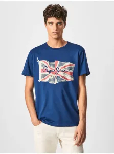 Tmavomodré pánske tričko Pepe Jeans Flag #715365