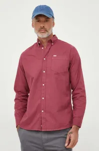 Bavlnená košeľa Pepe Jeans Fabio pánska, ružová farba, regular, s golierom button-down