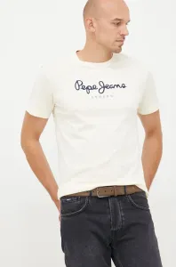 Bavlnené tričko Pepe Jeans béžová farba, s potlačou #274401