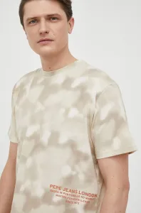 Bavlnené tričko Pepe Jeans Rickie béžová farba, vzorované