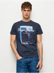 Bavlnené tričko Pepe Jeans tmavomodrá farba, s potlačou #245144