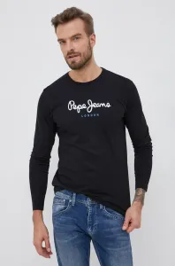 Bavlnené tričko s dlhým rukávom Pepe Jeans Eggo Long čierna farba, jednofarebné