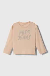 Detská bavlnená košeľa s dlhým rukávom Pepe Jeans ružová farba