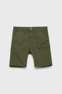 Detské krátke nohavice Pepe Jeans zelená farba, nastaviteľný pás #228799
