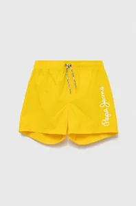 Detské plavkové šortky Pepe Jeans žltá farba, s potlačou