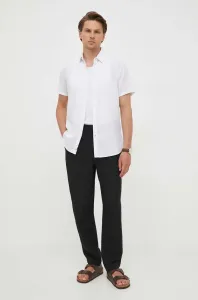 Ľanová košeľa Pepe Jeans biela farba, regular, s klasickým golierom