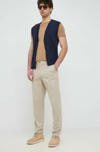 Nohavice Pepe Jeans Harrow Poplin pánske, béžová farba, strih chinos #7946388