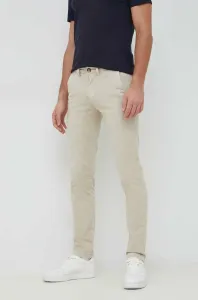 Nohavice Pepe Jeans Sloane pánske, béžová farba, rovné