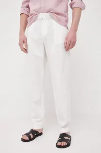 Nohavice s prímesou ľanu Pepe Jeans Arrow biela farba, rovné