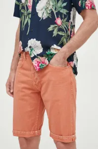 Rifľové krátke nohavice Pepe Jeans Callen pánske, oranžová farba #9032861