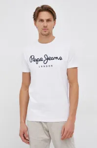 Tričko Pepe Jeans Original Stretch biela farba, s potlačou