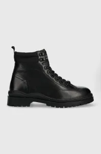 Kožená obuv Pepe Jeans Brad Hiker Boot pánske, čierna farba #7978040
