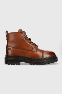 Kožená obuv Pepe Jeans Martin Street pánske, hnedá farba #8290145