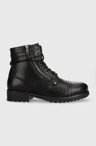 Kožená obuv Pepe Jeans Melting Combat pánske, čierna farba #2589894