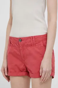 Bavlnené šortky Pepe Jeans Balboa červená farba, jednofarebné, stredne vysoký pás