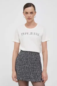 Bavlnené tričko Pepe Jeans béžová farba