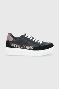 Kožená obuv Pepe Jeans Abbey Willy čierna farba, na platforme