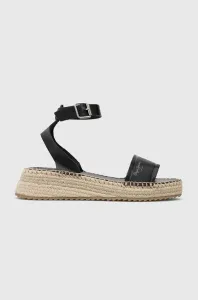 Kožené sandále Pepe Jeans KATE dámske, čierna farba, na platforme, PLS90591