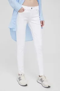 Nohavice Pepe Jeans Soho dámske, biela farba, priliehavé, stredne vysoký pás #7030564