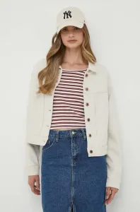 Rifľová bunda Pepe Jeans Foxy dámska, béžová farba, prechodná, oversize