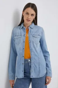 Rifľová košeľa Pepe Jeans dámska, regular, s klasickým golierom #8766578