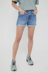 Rifľové krátke nohavice Pepe Jeans Mable Short dámske, jednofarebné, stredne vysoký pás #7241625