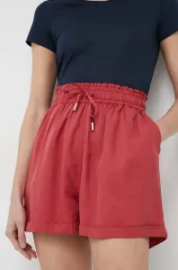 Šortky Pepe Jeans dámske, červená farba, jednofarebné, vysoký pás