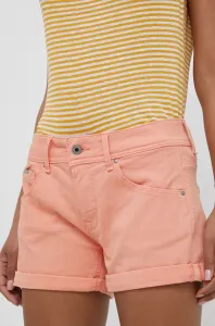 Šortky Pepe Jeans Siouxie dámske, oranžová farba, jednofarebné, stredne vysoký pás #8612196
