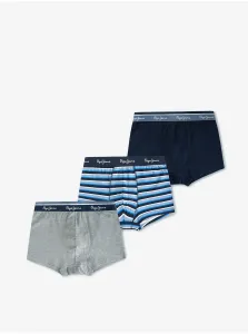 Set of three men's boxer shorts in grey and blue Pepe Jeans Judd - Men #722365