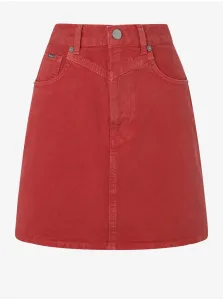 Rifľová sukňa Pepe Jeans červená farba, mini, rovný strih #6387006