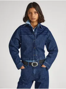 Blue Women's Striped Denim Jacket Pepe Jeans Mika Stripe - Women #8403092