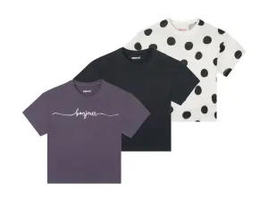 pepperts!® Dievčenské tričko, 3 kusy (158/164, čierna/námornícka modrá/bodky)