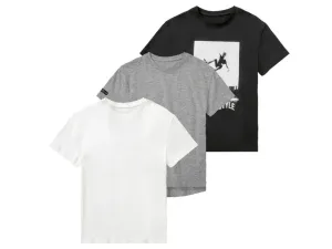 pepperts!® Chlapčenské tričko, 3 kusy (146/152, čierna/biela/sivá)