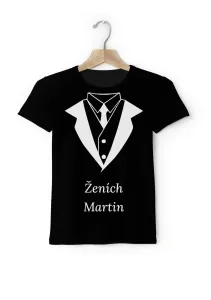 Personal Párové pánske tričko s vlastným textom - Ženích oblek Farba: čierna, Veľkosť - dospelý: L