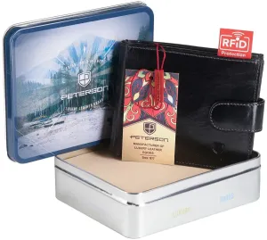 Bezpečná kožená horizontálna peňaženka RFID - Peterson