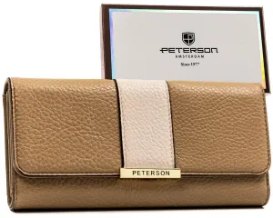 Veľká, horizontálna dámska peňaženka z ekologickej kože— Peterson #9182645