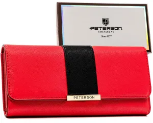 Veľká, horizontálna dámska peňaženka z ekologickej kože— Peterson #9182684