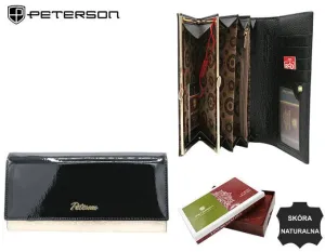 Veľká, kožená dámska peňaženka so zapínaním na patentku - Peterson #9182835