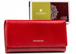 Veľká, kožená dámska peňaženka so zapínaním na patentku - Peterson #9182822