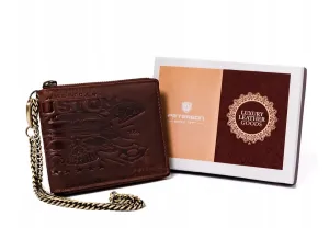 Veľká pánska kožená peňaženka s retiazkou - Peterson