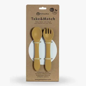 Petite&Mars Take&Match Silicone Cutlery príbor Intense Ochre 6 m+ 2 ks