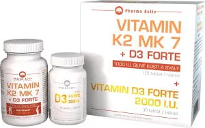 Pharma Activ Vitamín K2 MK 7 + D3 FORTE 1000 I.U. tbl 125 ks + Vitamín D3 Forte 2000 I.U. tbl 30 ks, 1x1 set