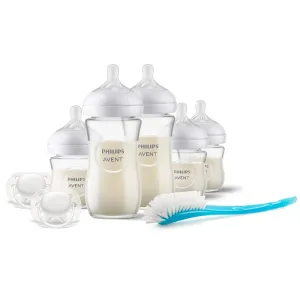 AVENT Novorodenecká SADA Natural Response sklenená fľaša 5x (3x 120 ml, 0m+; 2x 240 ml, 1m+) 2x cumlík,1x kefka na fľašu, 1x1 set