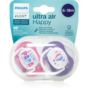 Philips Avent Soother Ultra Air Happy 6 - 18 m cumlík Girl Balloons 2 ks